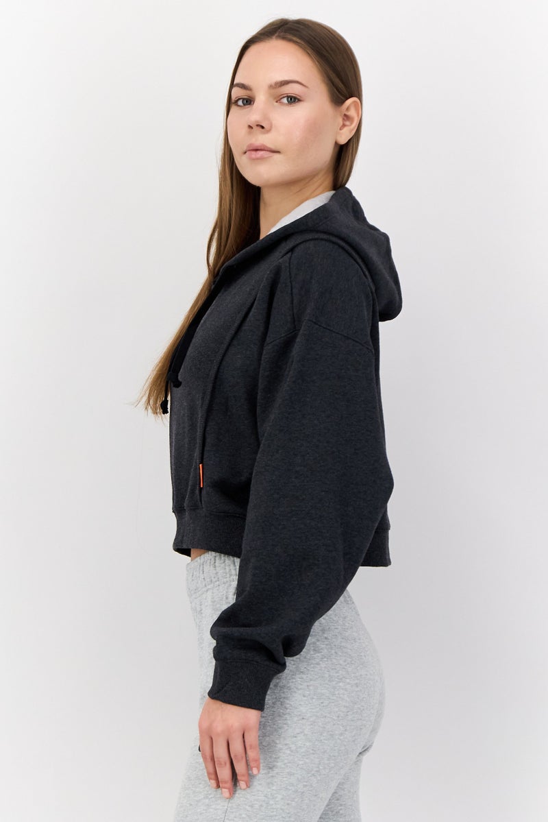 Nike Women Loose Fit Heather Long Sleeve Training Hoodie, Black - Image 2